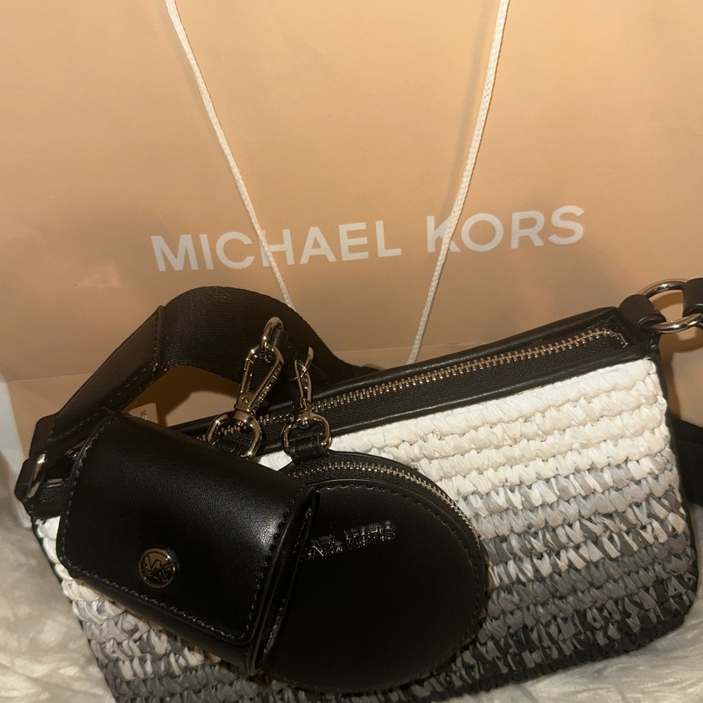 Michael Kors Black and White Crossbody Bag